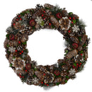 Coroncina innevata con bacche bianche e fiori cm Ø45xh8,5