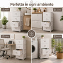 Cassettiera 37x37,5x80 cm Pratika Kool Multiuso con 4 Cassetti in Plastica Bianco      