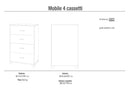 Mobile 4 Cassetti 70x112x41 cm Olmo Chiaro/Bianco Fiammato