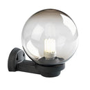 Lampada Applique a Sfera Fumè in Alto Colore Nero Diametro 20Cm per Esterno Linea Globo Sovil