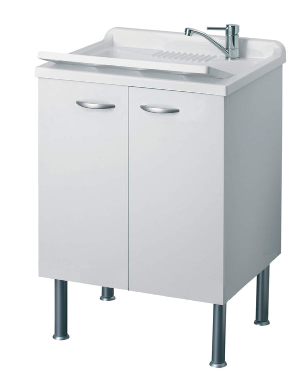 prezzo Meuble Lavabo Bois 60x50x85cm 2 Portes Forlani Cleanly Blanc