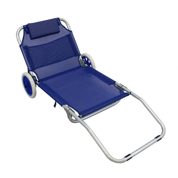 prezzo Spiaggina Carrello Pieghevole Steel 145x52x62h cm in Textilene Blu Seconda Scelta