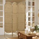 Paravento da Interni Pieghevole a 3 Pannelli 120x170 cm Stile Bohemien in Carta e Legno di Pino Color Legno      