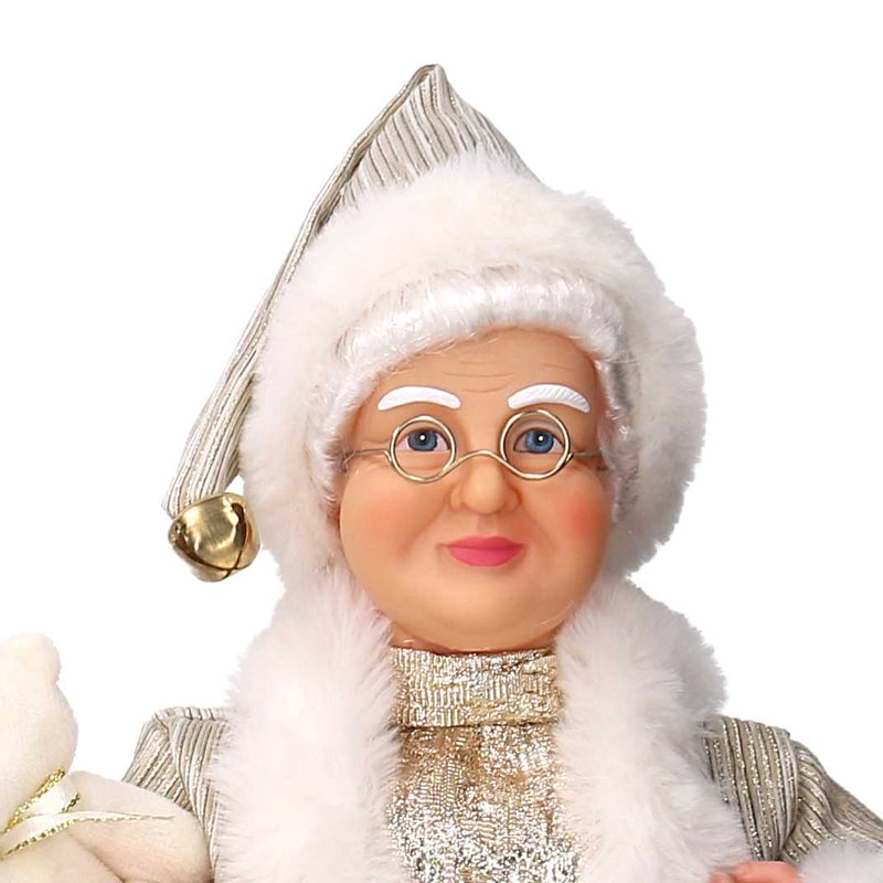 Babbo natale in tessuto signora oro cm xh45