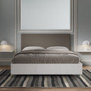 Letto Matrimoniale con Rete e Contenitore Alzata Comoda Struttura Bianco Frassico e Testata in Similpelle Level Cappuccino Varie Misure