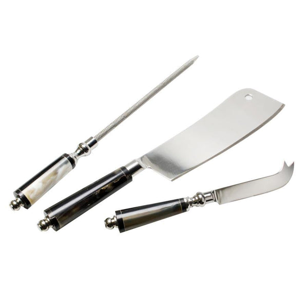 Set 2 Coltelli e Acciaino Affilatoio in Acciaio Inox Manico in Corno sconto