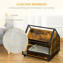 Cuccia per Gatti 60x50x60,5 cm in Legno e Acciaio Marrone Rustico