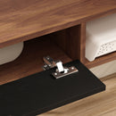 Mobile Porta TV fino 50" Sospeso 120x24x16 cm con Cassetto 2 Ripiani Aperti e Foro Passacavi Noce      