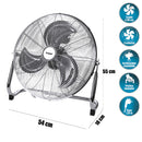 Ventilatore ad Alta Velocità Ø 45 cm 3 Pale 100W in Acciaio Laminato e Alluminio Argento      