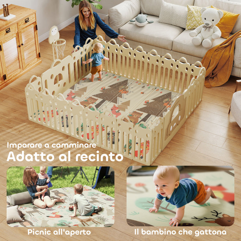 Tappeto Morbido per Bambini 196x176x1,5 cm Superficie Impermeabile in XPE a Tema Foresta   