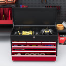 Cassetta per Attrezzi a 6 Cassetti 60x26x34 cm con Serratura in Acciaio Nero e Rosso   