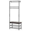 Panchina Ingresso con Appendiabiti in Metallo Imbottita Marrone 72.5x35x180 cm 