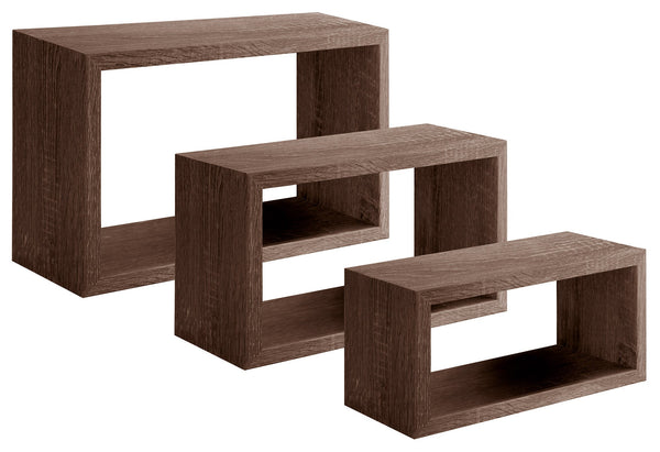 prezzo Set 3 Mensole da Parete Rettangolare in Fibra di Legno Trittico Noce