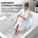 Sedia da Doccia con Schienale e Sedile Forato 8 Altezze Regolabili Antiscivolo Portata 136 kg Azzurro      