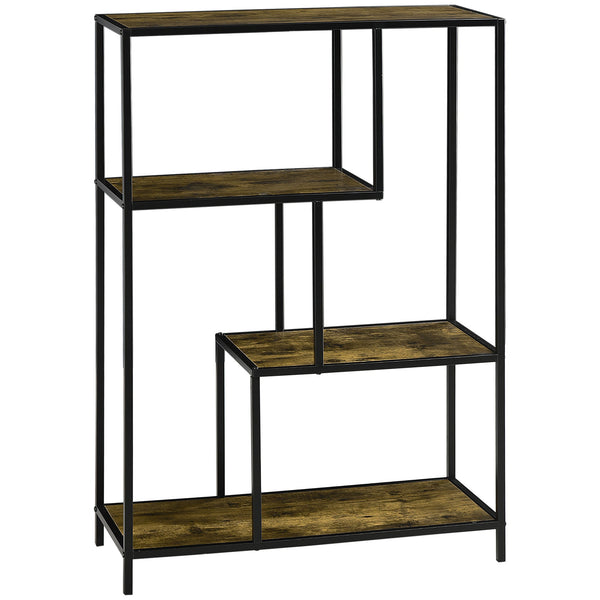 acquista Libreria Moderna 4 Ripiani 83x34x180 cm in Legno e Metallo Marrone