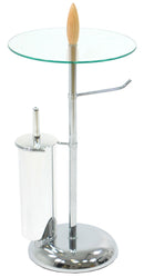 Piantana Porta Rotolo e Porta Scopino in Metallo Cromato