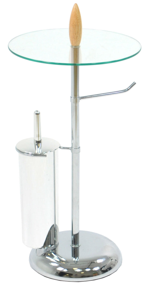 online Porte-rouleau papier et porte-brosse WC sur pied en métal chromé