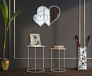Tavolinetti Bianco Harts Coppia Ø43x60-38x55 cm in Ferro e Vetro Bianco