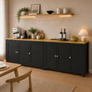 Mobile Contenitore 120x40x70 cm con 2 Armadietti a 2 Ripiani Regolabili su 3 Altezze in MDF Nero e color Legno      
