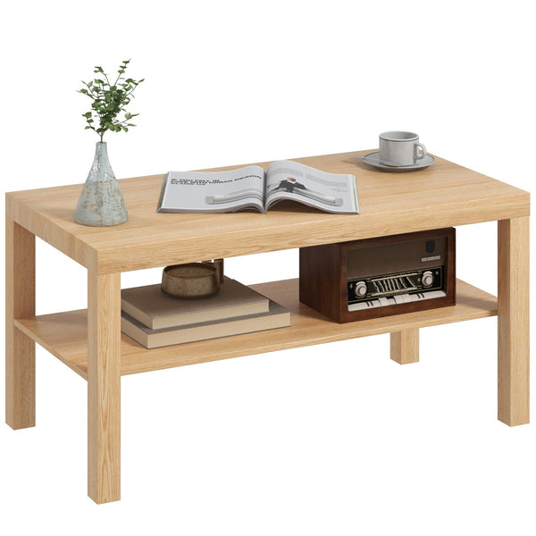 prezzo Tavolino da Salotto Rettangolare 90x45x44,5 cm Ampio Ripiano in MDF Laminato Color Legno