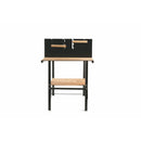 Barbecue a Carbone carbonella 118x56x92 cm con Ruote e Ripiani in Legno Nero      