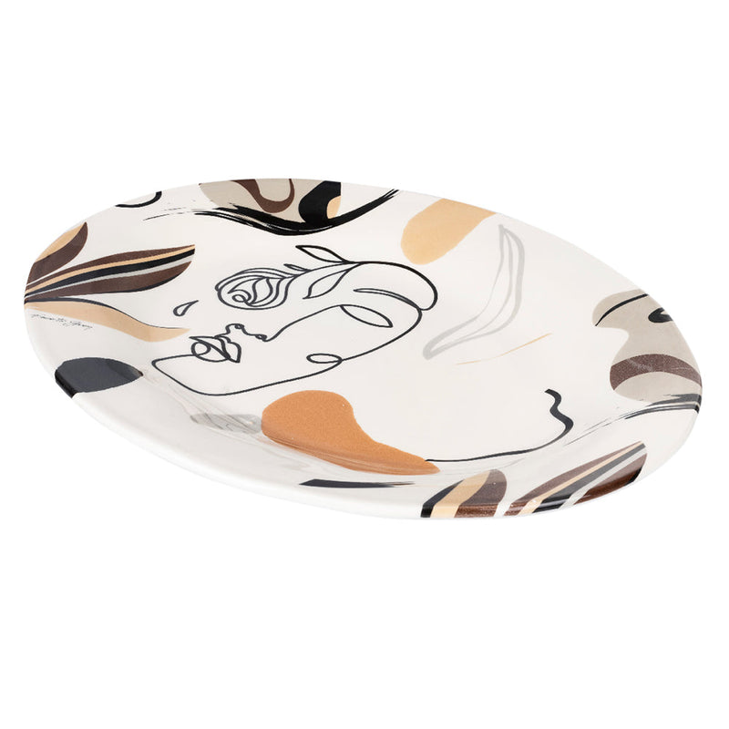 Vassoio Ø33x45 cm  in Ceramica VdE Tivoli 1996 Face to grey 