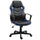 Chaise de jeu inclinable et pivotante en similicuir noir et bleu