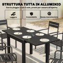 Tavolo da Giardino Allungabile 80-160x80x75 cm per 4-6 Persone con Piano a Doghe in Alluminio Nero      