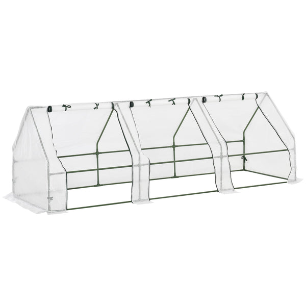 sconto Serre de jardin tunnel avec portes battantes 270x90x90 cm en polyéthylène blanc