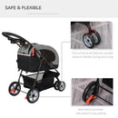 Passeggino per Cani e Gatti Pieghevole 100x45x92 cm con Trasportino Staccabile Nero e Grigio