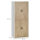 Mobile Dispensa Cucina 4 Ante 80x40x182 cm in MDF Bianco e Legno
