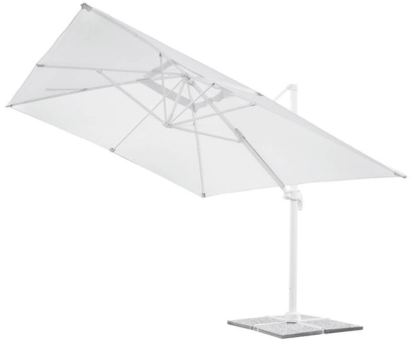 Parasol de jardin décentralisé 3x3m en aluminium avec toile polyester blanche Mosini Blues sconto