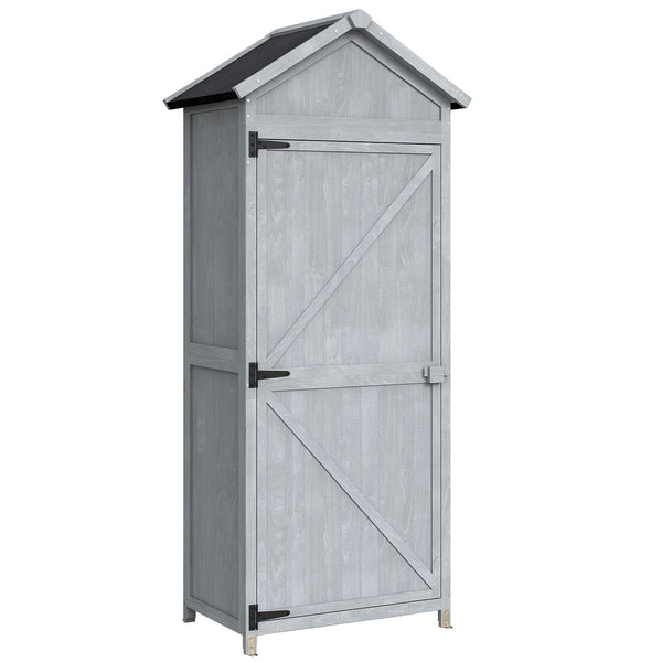 acquista Armadio da Esterno 77x52,5x178 cm Armadio con Banco Lavoro Ribaltabile in Legno Grigio