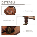 Portabottiglie Bar a Forma di Mappamondo Ø47x90 cm in Legno con Ruote