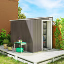 Capanno Attrezzi 1.5x2m con Base Porta Scorrevole e Tetto Inclinato in Metallo Grigio Chiaro      
