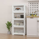 Vetrina a 4 Ripiani con Ante a Battente 59x30x139 cm in Legno e Acrilico Bianco      