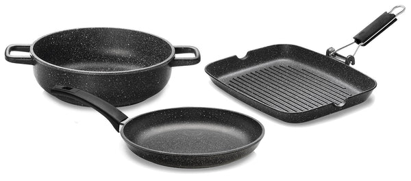 sconto Batterie de cuisine 3 pièces en aluminium moulé sous pression antiadhésive Olympia Hard Cook