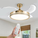 Ventilatore Lampadario da Soffitto 4 Pale Richiudibili Telecomando Luce Ø49 cm in Acciaio ABS e PMMA Bronzo