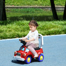 Macchina Cavalcabile per Bambini 18-36 Mesi 49x24x42 cm a Spinta Manuale a Forma di Camion dei Pompieri in PP e Metallo Rosso      