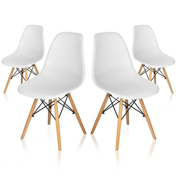prezzo Lot de 4 Chaises avec Structure en Bois et Assise en Résine Luka Blanche