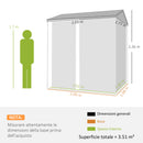 Casetta Box da Giardino 209x177x236 cm Superficie da 3,51m² con Prese d'Aria e Porta Bloccabile in Acciaio Argento      