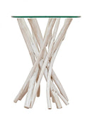 Tavolino con Vetro Sahel D40 Rotondo in Teak
