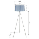 Lampada da Terra Treppiede in Metallo con Paralume in Lino Grigio Ø48x156 cm 