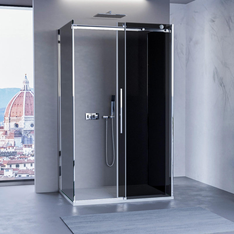 Box Doccia 3 Lati 1 Anta Scorrevole in Cristallo Fumè 8mm H195 Bonussi Alina Varie Misure