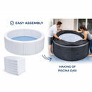 Vasca Idromassaggio Piscina Spa Oasi Completa Set 5 Mobili 296x20x73 cm in PVC e Rattan Grigio e Marrone