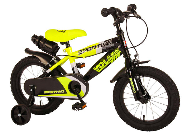 acquista Bicicletta per Bambino 14"" 2 Freni Sportivo Giallo Neon e Nero