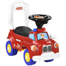 Macchina Cavalcabile per Bambini 18-36 Mesi 49x24x42 cm a Spinta Manuale a Forma di Camion dei Pompieri in PP e Metallo Rosso      