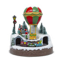 Mongolfiera Villaggio Natalizio 19x19x23cm con Luci Musica e Movimento