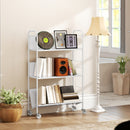 Carrello Portalibri Moderno a 3 Livelli 69x26x108 cm con Ruote Girevoli in Metallo e PP Bianco      