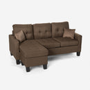 Divano 3 Posti con Pouf 186x138x91,5 cm in Poliestere Marrone